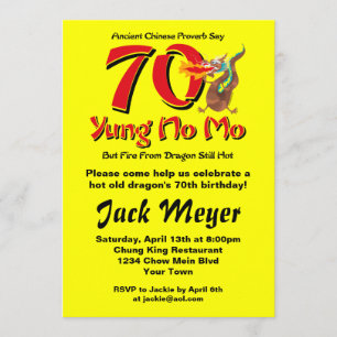 Invitation Yung No Mo 70e anniversaire