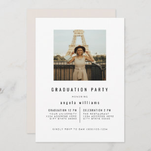 Invitation ZARA Moderne Minimaliste Photo Graduation & Fête
