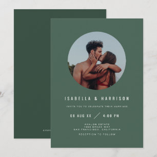 Invitation ZARA Moderne Vert Forêt Photo Mariage