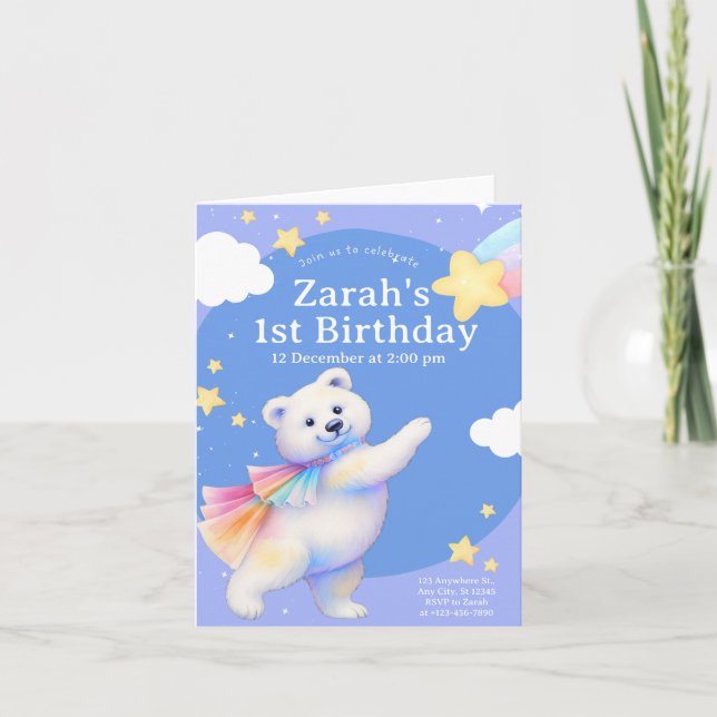 Invitation Zarah l'invitation de l'ours polaire dansant (Devant)