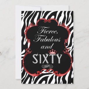 Invitation Zebra 60 et Fabulous Bling Anniversaire