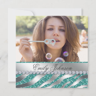 Invitation Zebra Bachelorette Party Bijoux en argent Turquois