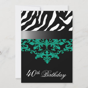 Invitation Zebra Damask Fabulous à la fête d'anniversaire de 