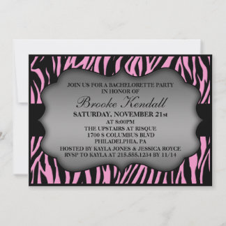 Invitation Zebra de nuit rose sauvage Imprimer Bachelorette P