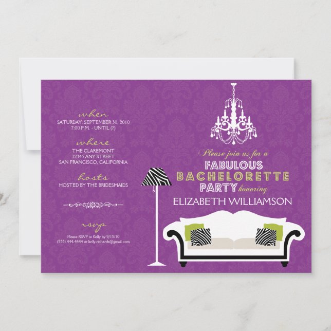 Invitation Zebra Decor (violet) (Devant)
