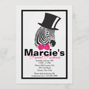 Invitation Zebra en tête de l'Invitation au chapeau