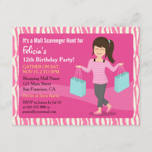 Invitation Zebra, fête d'anniversaire de la chasse au trésor