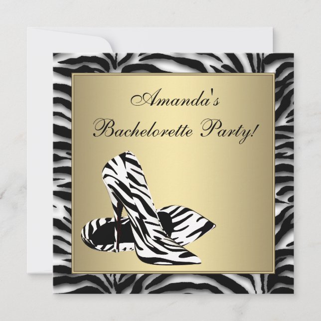 Invitation Zebra High Heels Bachelorette (Devant)