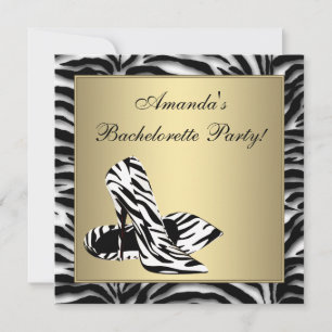 Invitation Zebra High Heels Bachelorette Party