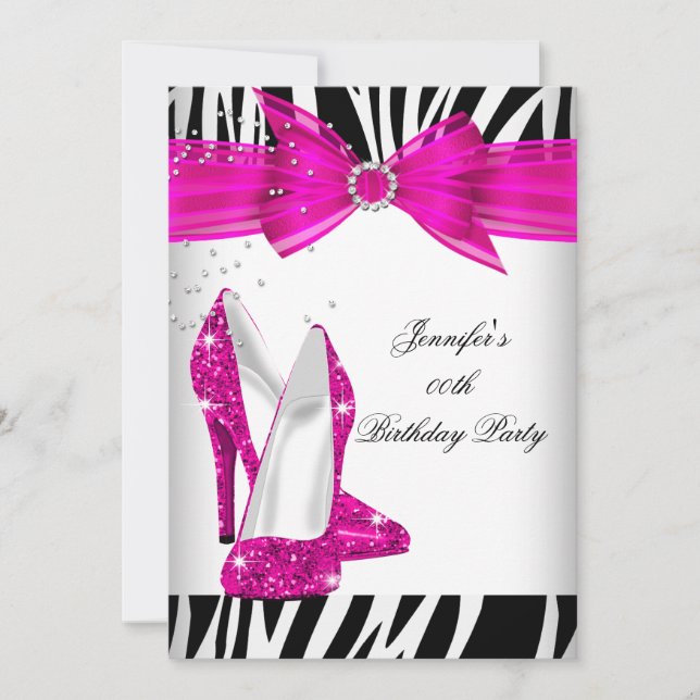 Invitation Zebra Hot Rose High talon Chaussure Noir Anniversa (Devant)