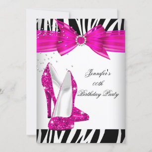 Invitation Zebra Hot Rose High talon Chaussure Noir Anniversa