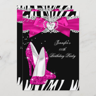 Invitation Zebra Hot Rose High Talon Chaussure Noir Anniversa