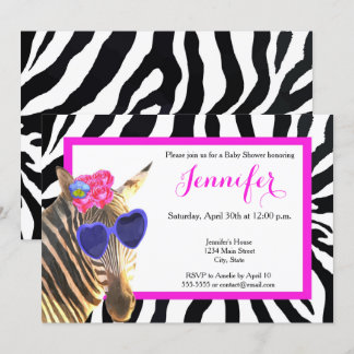 Invitation Zebra juna animal mode baby shower glamour