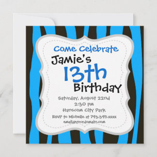 Invitation Zebra, le tigre noir Turquoise, frappe un animal s