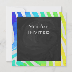 Invitation Zebra Monogram Arc-en-ciel et impression blanche