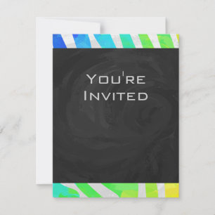 Invitation Zebra Monogram Arc-en-ciel et impression blanche