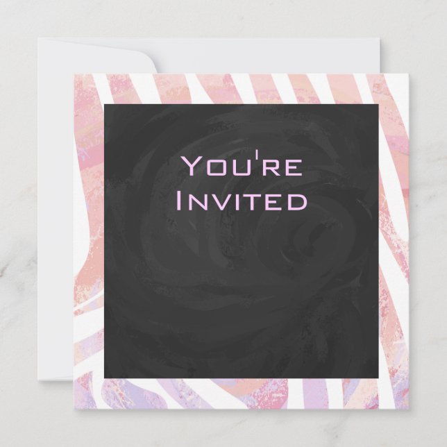 Invitation Zebra Monogram rose et blanc (Devant)