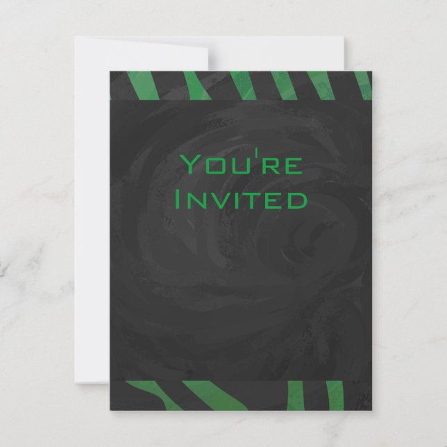 Invitation Zebra Monogramme noir et vert (Devant)