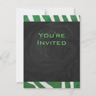 Invitation Zebra Monogramme Vert et Blanc Impression