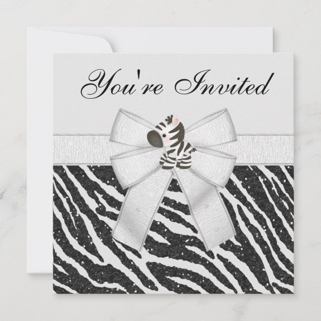 Invitation Zebra & Poster de animal Black & White Parties sci (Devant)