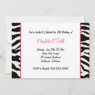 Invitation zebra print birthday party