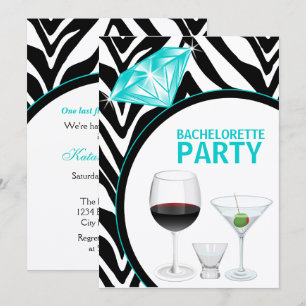 Invitation Zebra Print & Diamond Bachelorette Party