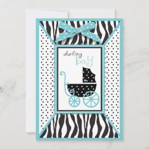 Invitation Zebra Print et Baby shower de transport pour bébés