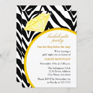Invitation Zebra Print et Gold Bachelorette Party