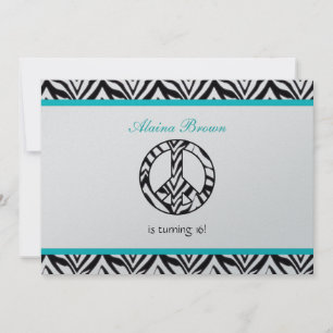Invitation Zebra Print Peace Sign Anniversaire Fête Invitatio