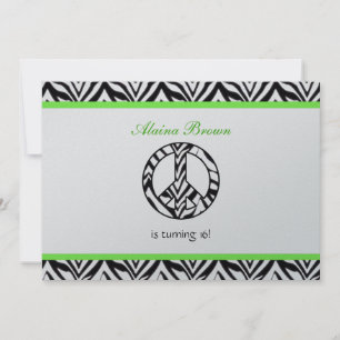 Invitation Zebra Print Peace Sign Anniversaire Fête Invitatio