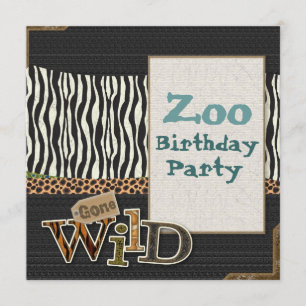 Invitation Zebra print Safari Zoo Anniversaire Fête Invitatio