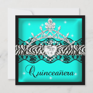 Invitation Zebra Quinceanera 15e Anniversaire Fête Dentelle S