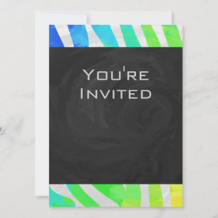 Invitation Zebra Rainbow et White Print