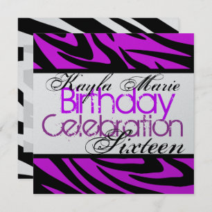Invitation Zebra Stripe/ Cool Purple