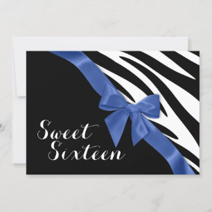Invitation Zebra Stripes avec Bow Sweet sixteen Anniversaire