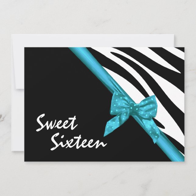 Invitation Zebra Stripes et Sweet sixteen de ruban (Devant)
