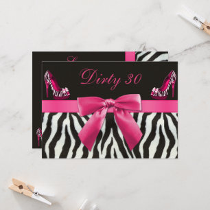 Invitation Zebra Stripes & High Heels Anniversaire fête 30e