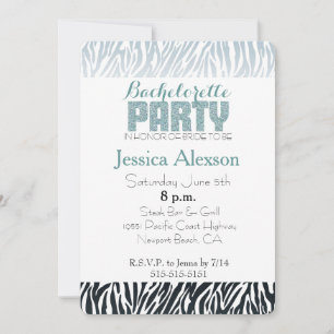 Invitation Zèbre bleu sauvage Imprimer Ombre Bachelorette