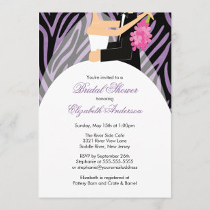 Invitation Zèbre de pourpre de marié de jeune mariée