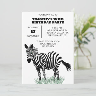 Invitation Zèbre noir et blanc à la fête de l'herbe