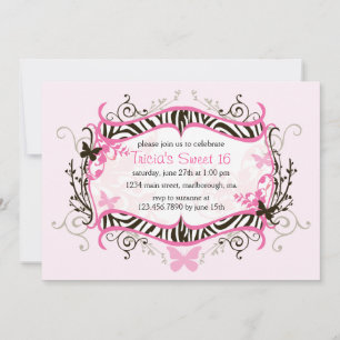 Invitation Zèbre rose chaud sucré 16