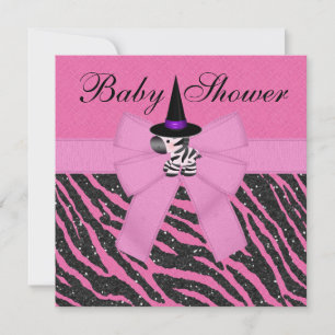 Invitation Zèbre rose d'Halloween et Baby shower Poster de an