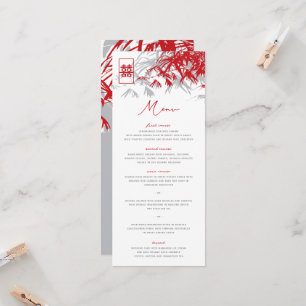 Invitation Zen Bamboo Feuille Double Happiness Mariage Menu