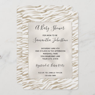 Invitation Zen Cream White Cocoa Brown Zebra Imprimer