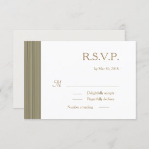 Invitation Zen olivier or blanc subtil rayures mariage RSVP