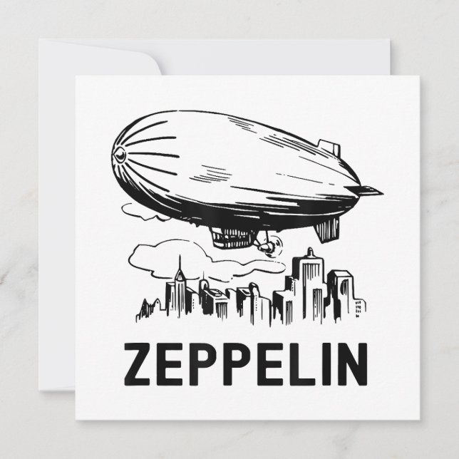 Invitation Zeppelin rétro vintage - Croquis Dirigeable (Devant)