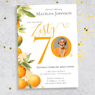 Invitation Zesty Orange Photo 70th Birthday Party