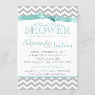 Invitation Zigzag Aqua Wedding shower moderne