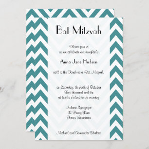 Invitation Zigzag bleu, Chevron bleu, Zigzag, Bat mitzvah