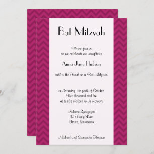 Invitation Zigzag rose, Chevron rose, Bat mitzvah